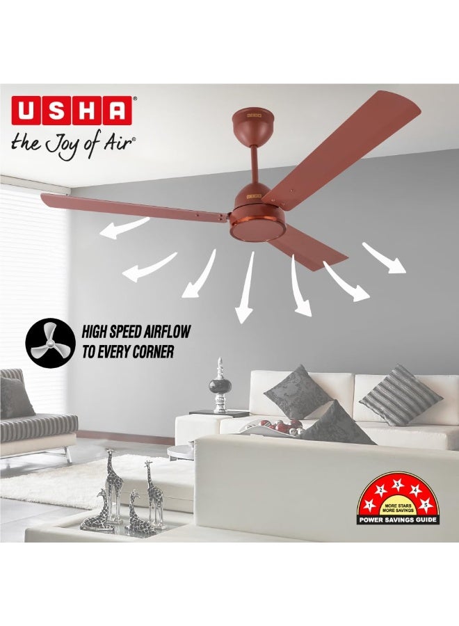 USHA Aeroedge 1200mm BLDC Ceiling Fan with RF Remote | BEE 5 Star Rated Energy Efficient | 100% Copper Motor | High Air Delivery 220CM | 2 Year Warranty | (Matt Brown) - Image 4